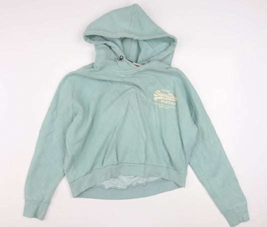 Superdry Women's Mint Green Pullover Hoodie Size 18 Graphic Print