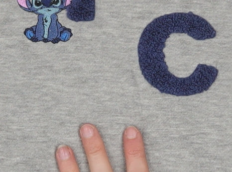 Disney Stitch Grey Women's Sweatshirt Size 12/14 Pullover Embroidered