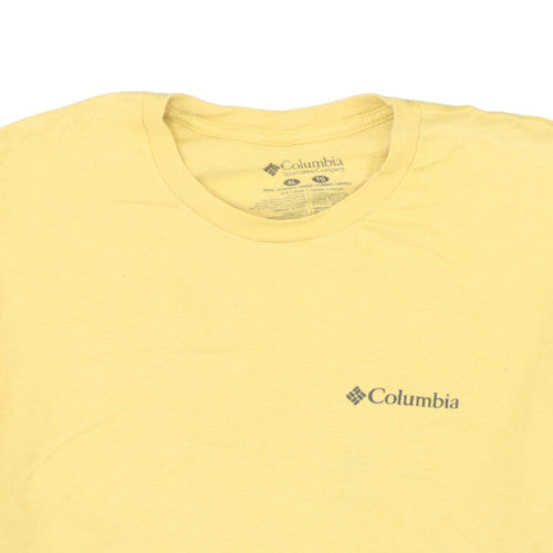 Columbia Men's Yellow Graphic Print Crew Neck Cotton T-Shirt XL