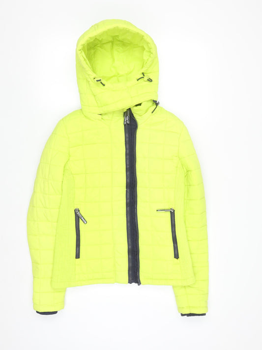 Superdry Women's Yellow Hooded Puffer Jacket Size S