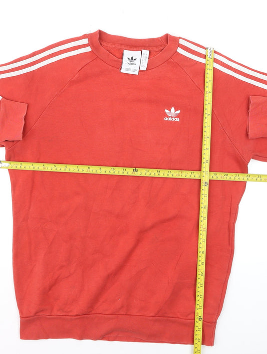 Adidas Men's Red Small Pullover Sweatshirt with 3-Stripes Logo