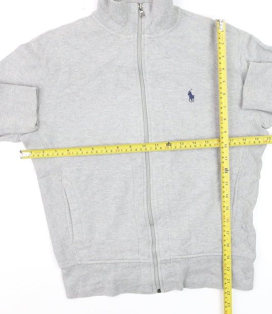 Ralph Lauren Men's Grey Full Zip Cotton Jumper Small