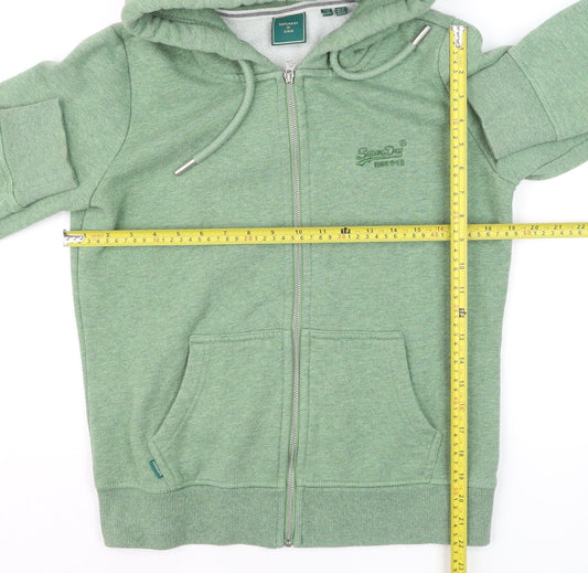 Superdry Women's Green Hoodie Jacket Size 12 Full Zip Hooded Track Style