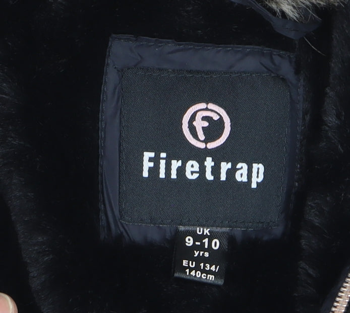 Additional view of Firetrap girls’ black faux fur hooded puffer jacket 9-10 years
