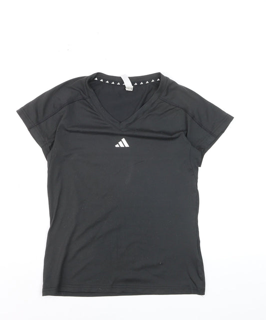adidas Women's Black XS V-Neck Athletic T-Shirt