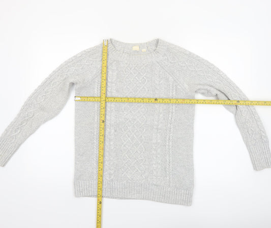 GAP Women Grey Cotton Cable-Knit Jumper Size S Crew Neck
