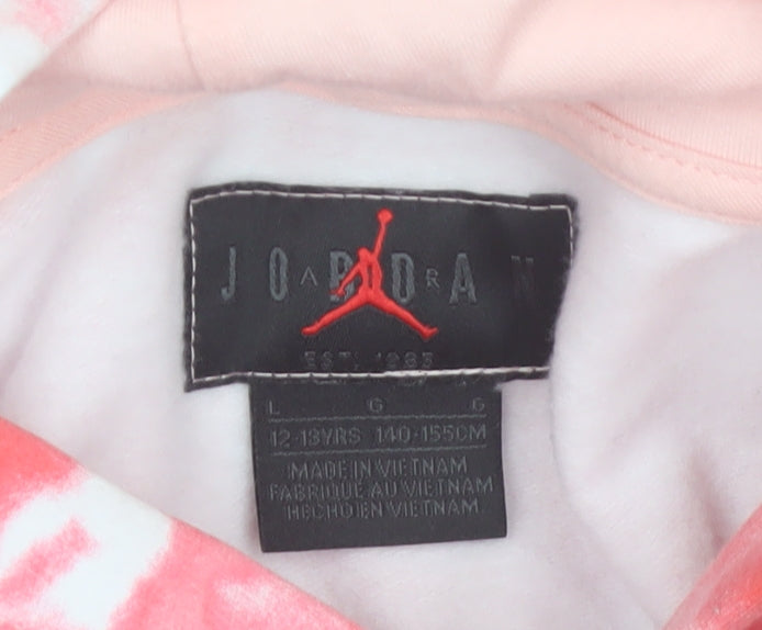 Additional view of Jordan girls’ pink tie-dye hoodie 12-13 years pullover fleece long sleeve