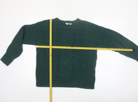 GAP Womens Green Cotton Cable Knit Jumper Size 12