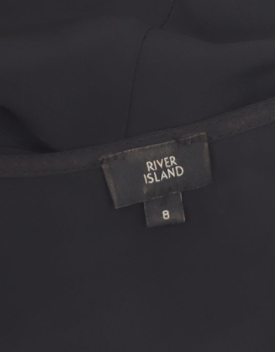River Island Women’s Black Wrap Blouse Size 8 Bell Sleeve