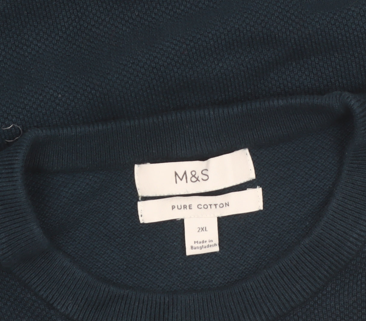 Marks and Spencer Men's Blue 2XL Cotton Crew Neck Jumper