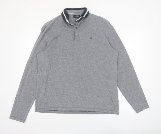 Burton Menswear London Grey Long Sleeve Polo Shirt Size L