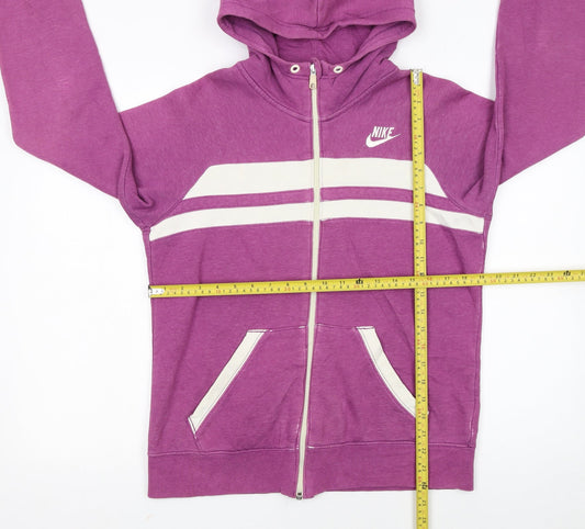 Nike Womens Purple Full Zip Hoodie Size L 12-14 Cotton Blend Sportswear