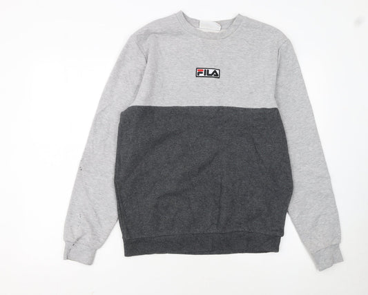 Fila Men’s Grey Regular Fit Crew Neck Pullover Sweatshirt S