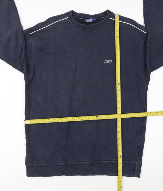 Reebok Men’s Blue Crew Neck Sweatshirt L Pullover Logo Sportswear