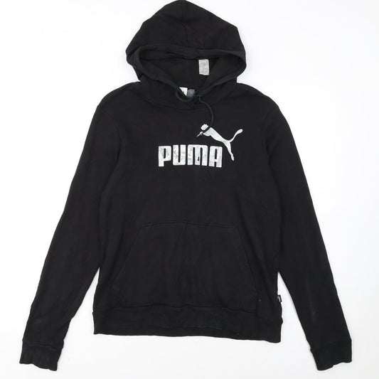 Puma Women's Black Pullover Hoodie Size 14 Logo Print Casual
