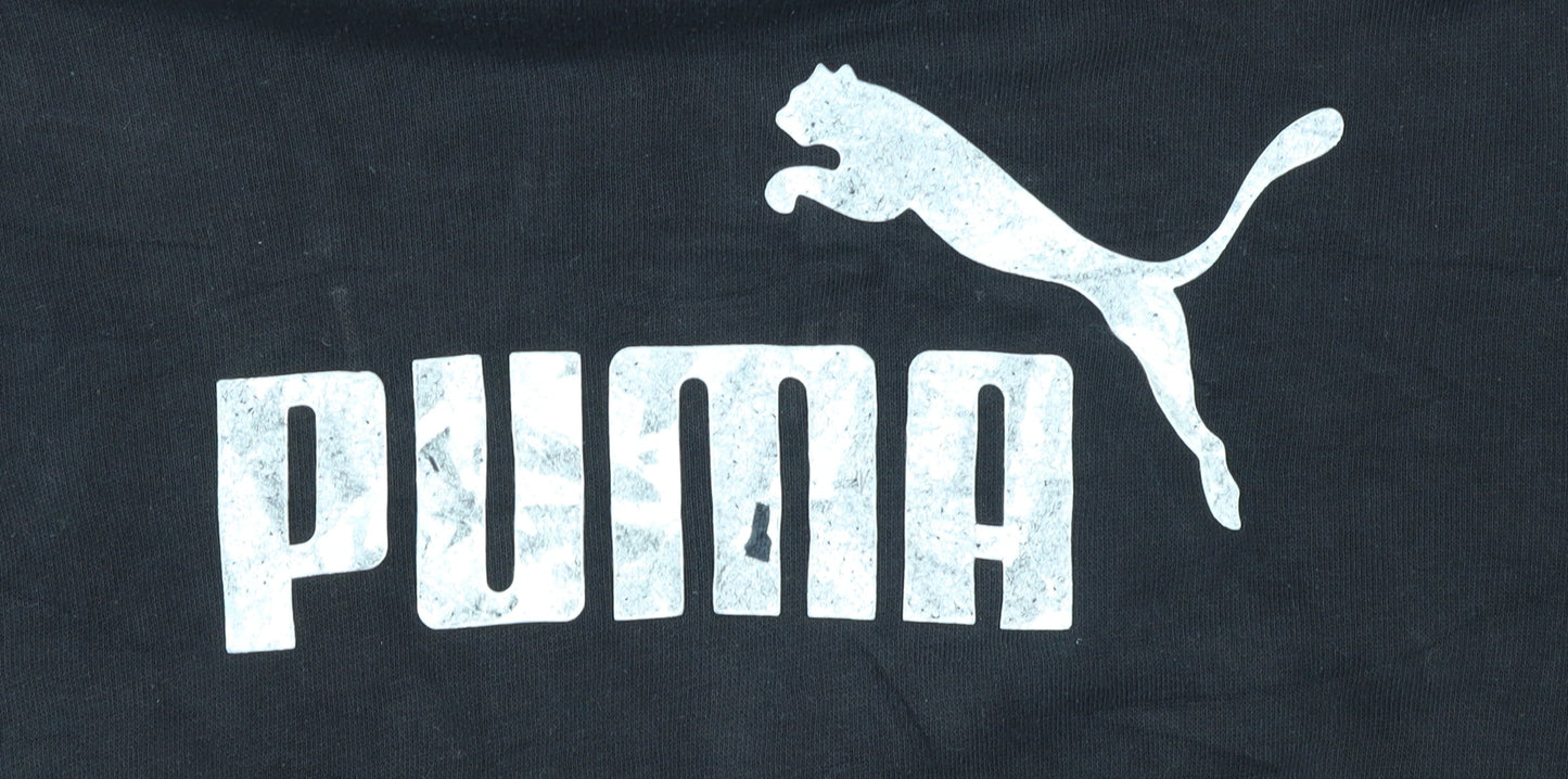 Additional view of Puma Women's Black Pullover Hoodie, size 14, Logo Print Casual