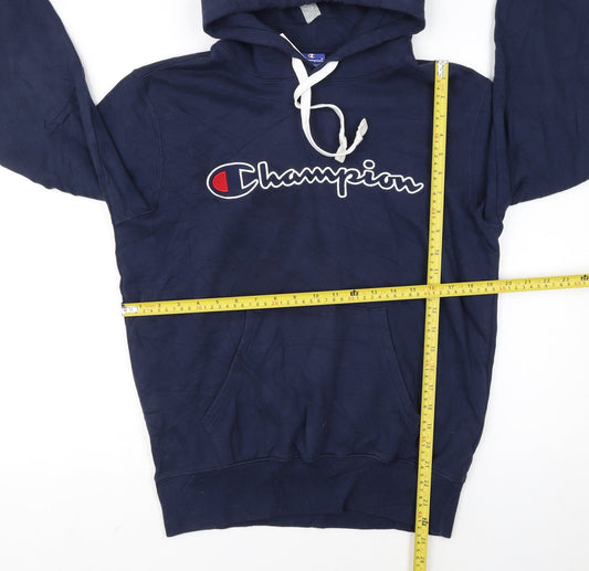 Champion Men's Blue Pullover Hoodie Medium Embroidered Logo