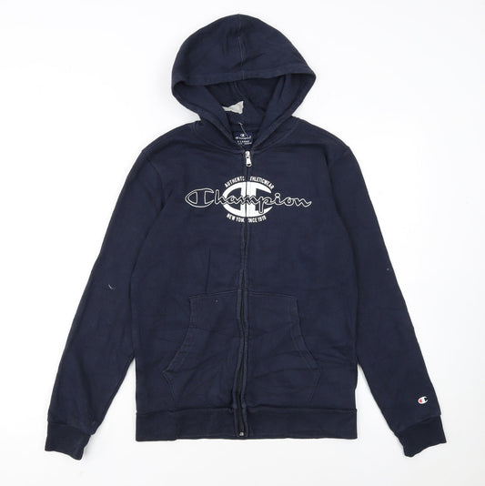 Champion Boys Blue Full Zip Hoodie 13-14 Years Logo Fleece Sweatshirt