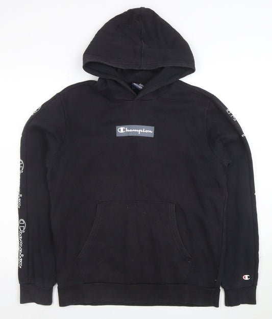 Champion Boys Black Pullover Hoodie 16 Years Fleece Logo Sports Casual