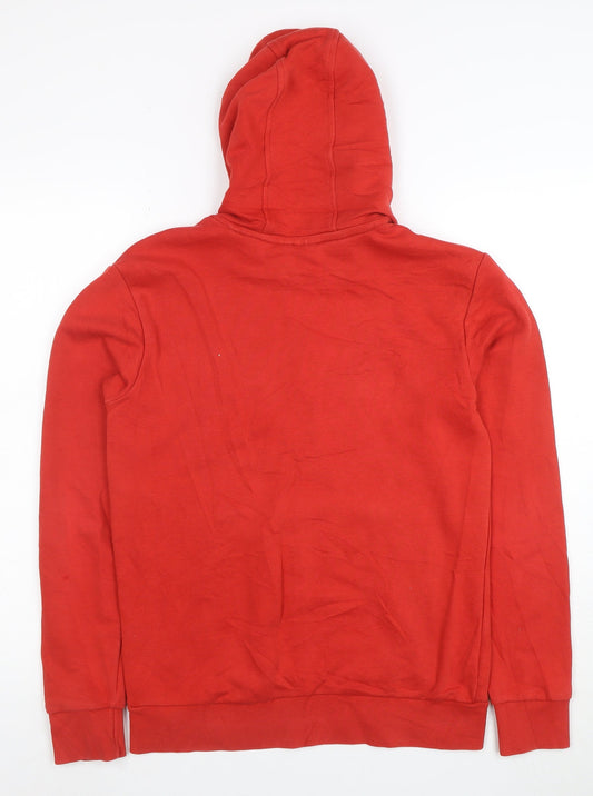 Adidas Boys Red Pullover Hoodie 13-14 Years Cotton Blend Logo Print