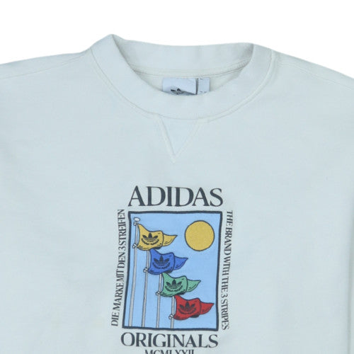 adidas Men's White 2XL Crew Neck Pullover Sweatshirt Originals Graphic