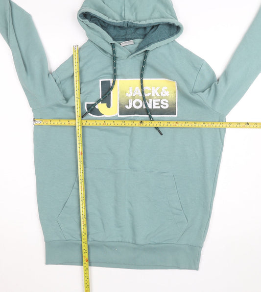 Jack & Jones Men’s Green L Pullover Hoodie Graphic Logo