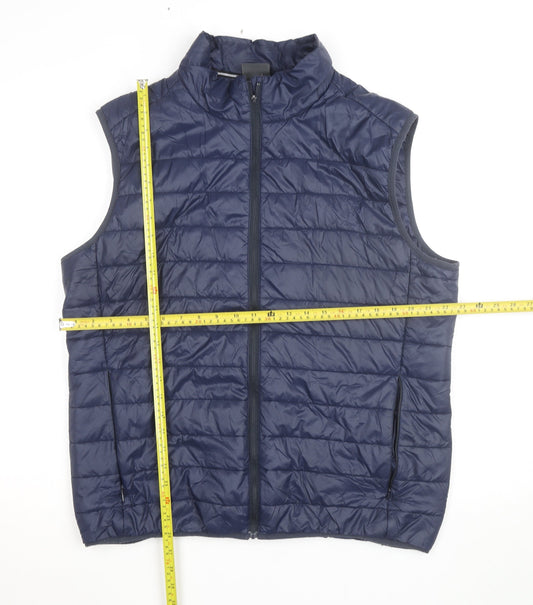 Jack Wolfskin Men Blue XL Quilted Lightweight Bodywarmer Gilet