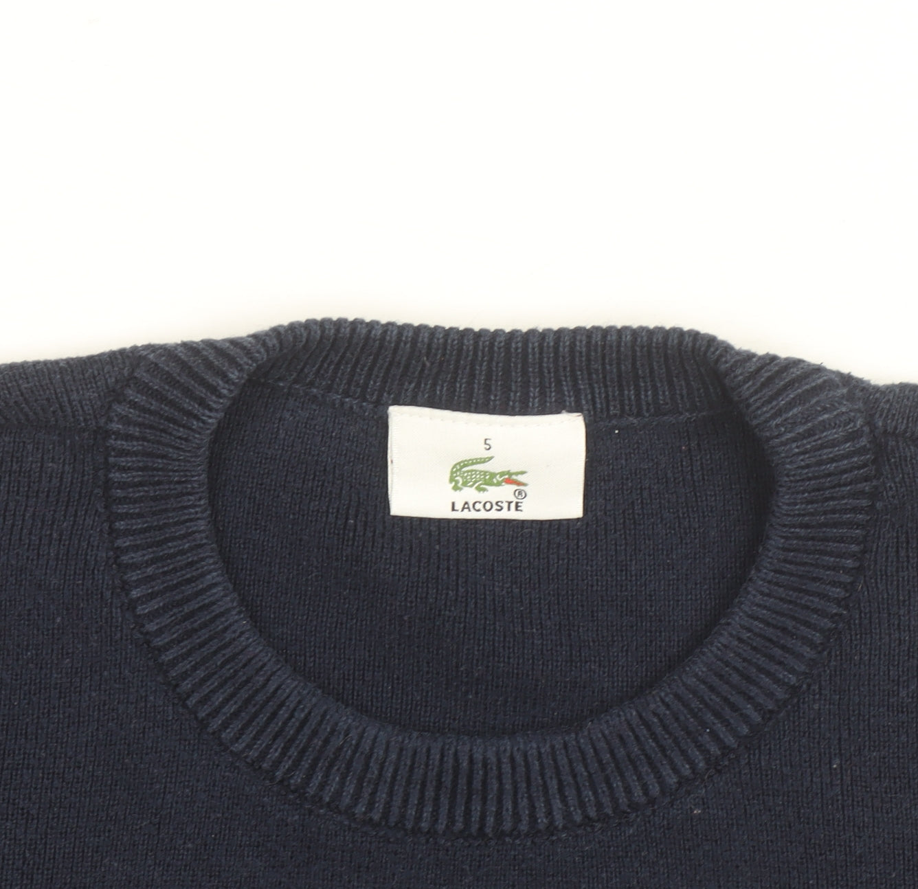 Lacoste Men's Blue Crew Neck Striped Pullover Jumper Size L