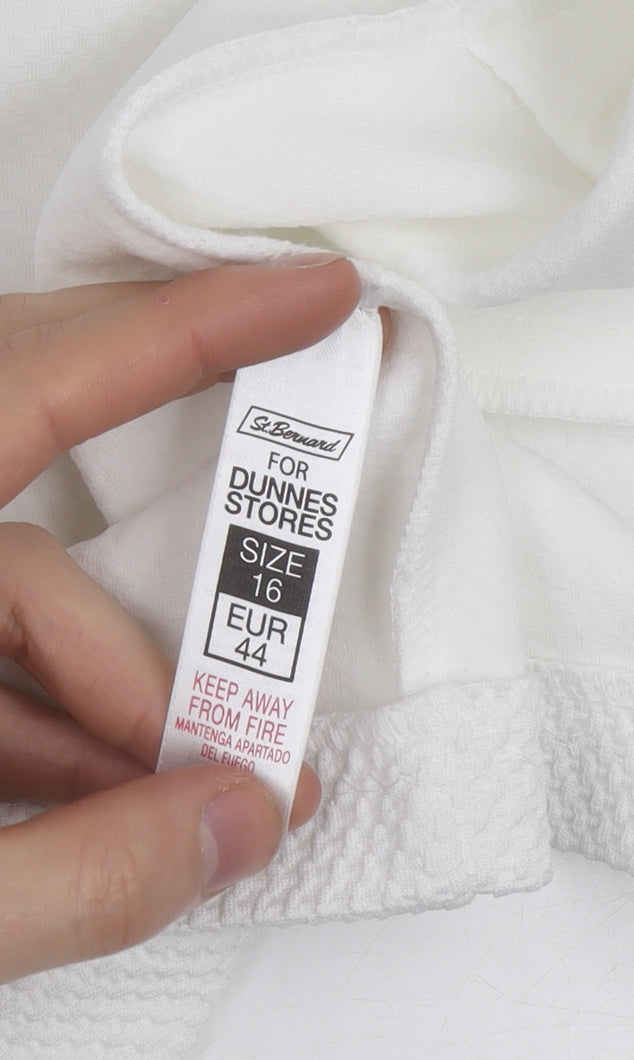 Dunnes White Long Sleeve Open Cardigan Sweatshirt Size 16