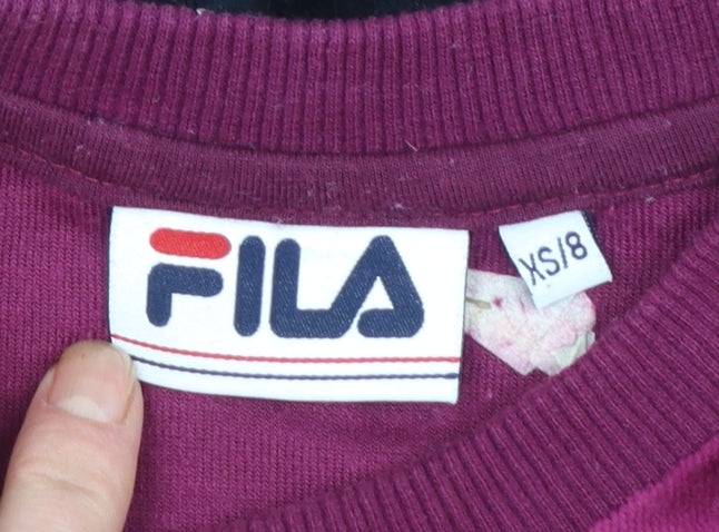 Additional view of Fila women’s colourblock velour sweatshirt xs burgundy black white