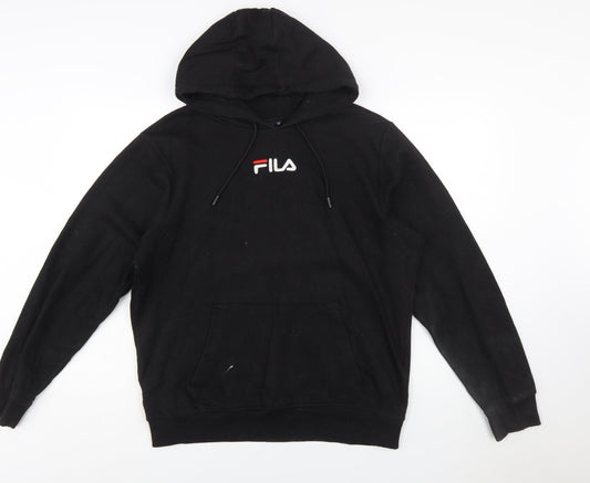 Fila Men's Black Pullover Hoodie M Logo Graphic Sweatshirt