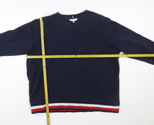 Tommy Hilfiger Womens Navy Blue Sweatshirt L Cotton Blend Crew Neck