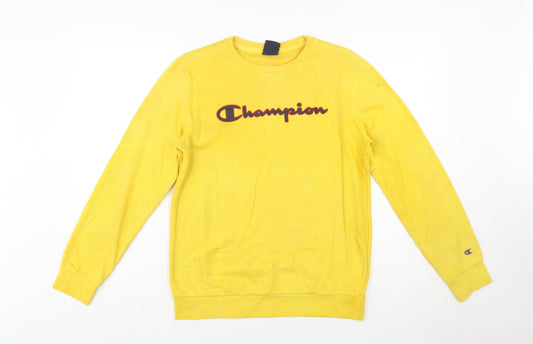 Champion Boys Yellow Logo Pullover Sweatshirt 13-14 Years X-Large