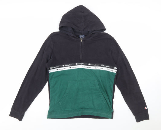 Champion Boys Green & Black 2XL Half Zip Hoodie with Logo Trim
