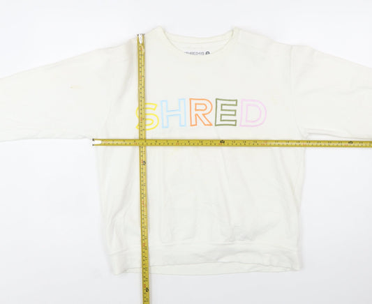 Shred415 Women's Ivory Pullover Sweatshirt Small Cotton Blend