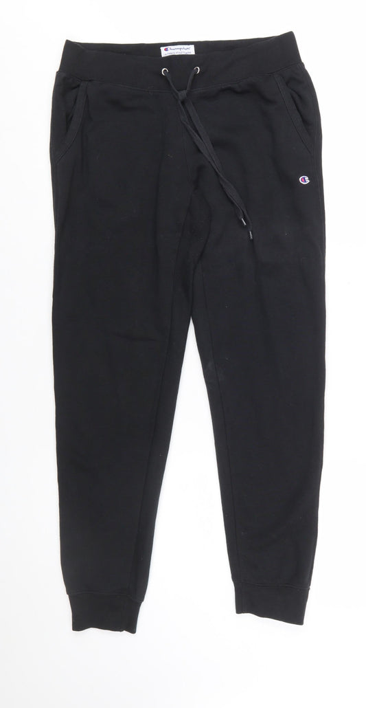 Champion Men's Black Fleece Jogger Trousers Size S Regular Fit