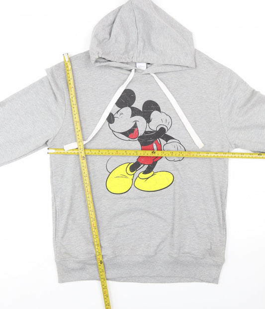 Disney Women Grey Mickey Mouse Pullover Hoodie Size L