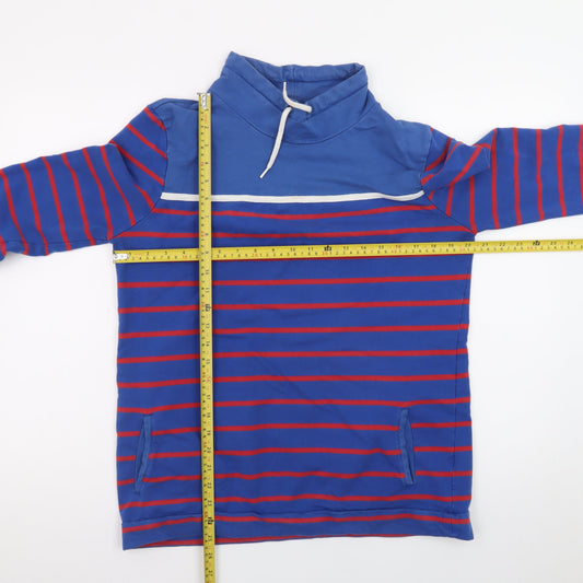 Equestrian Women Blue Striped Pullover Sweatshirt Size 14 Cotton Blend