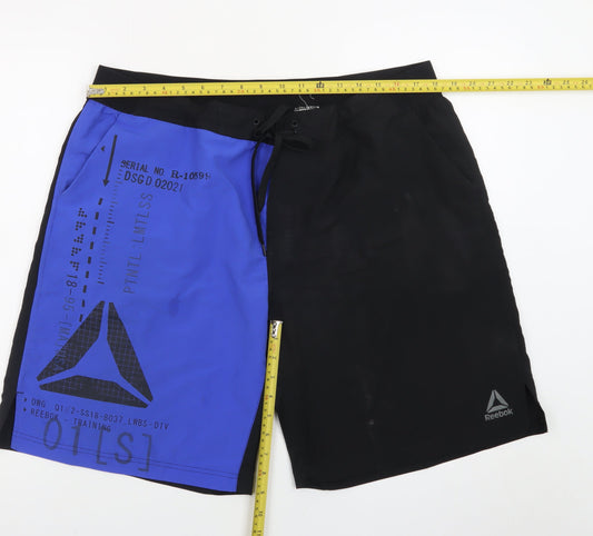 Reebok Men’s Blue Black XL Biker Quick Dry Sports Shorts