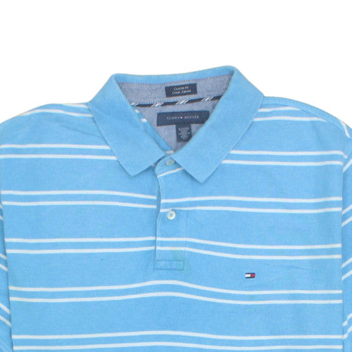 Tommy Hilfiger Men's Blue Striped Cotton Polo Shirt XL