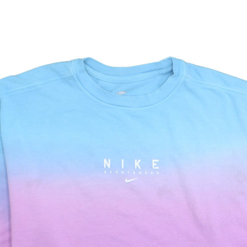 Nike Men's Blue Purple Ombre Oversized T-Shirt - L Cotton Crew Neck