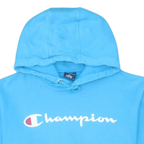 Champion Men's Blue Pullover Hoodie Size L Fleece Sportswear
