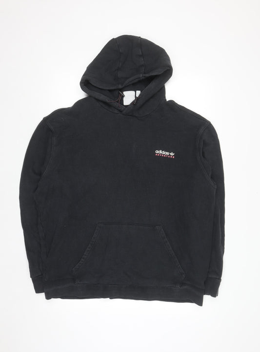 Adidas Adventure Black Cotton Hoodie Womens XL Pullover Logo Sweatshirt