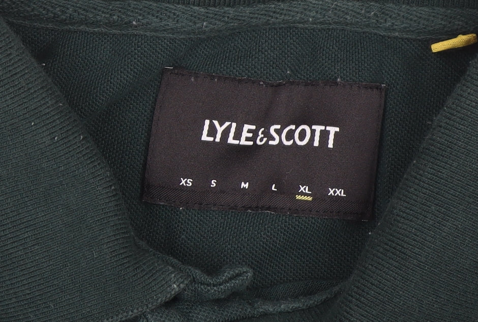 Lyle & Scott Men's Green Long Sleeve Cotton Polo Shirt XL