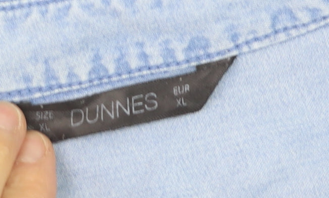 Dunnes Women Blue Cotton Chambray Button-Up Shirt XL