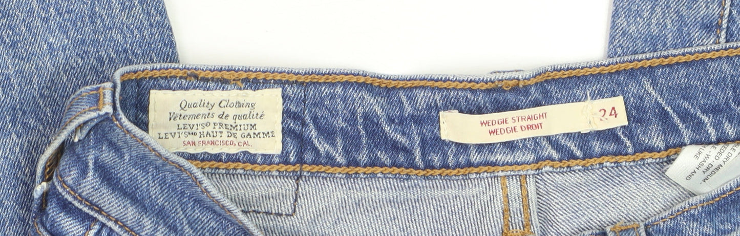 Levi's Women's Blue Wedgie Straight High Rise Jeans Size 24