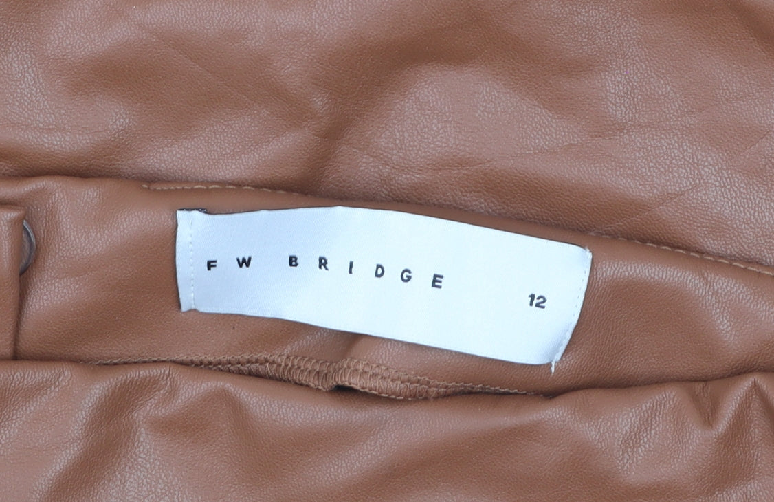 FW Bridge Women’s Brown Faux Leather Midi Pencil Skirt Size 12
