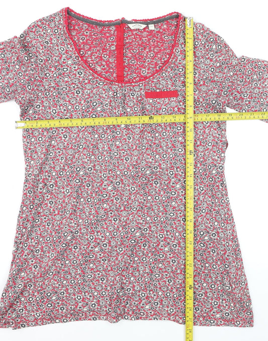 FatFace Women’s Red Floral Cotton Tunic Blouse Size 14