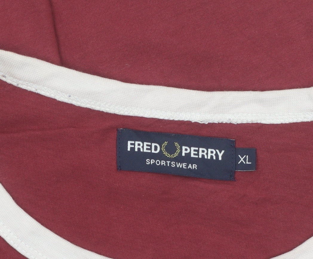 Fred Perry Men's Maroon Crew Neck Short Sleeve Sportswear T-Shirt XL