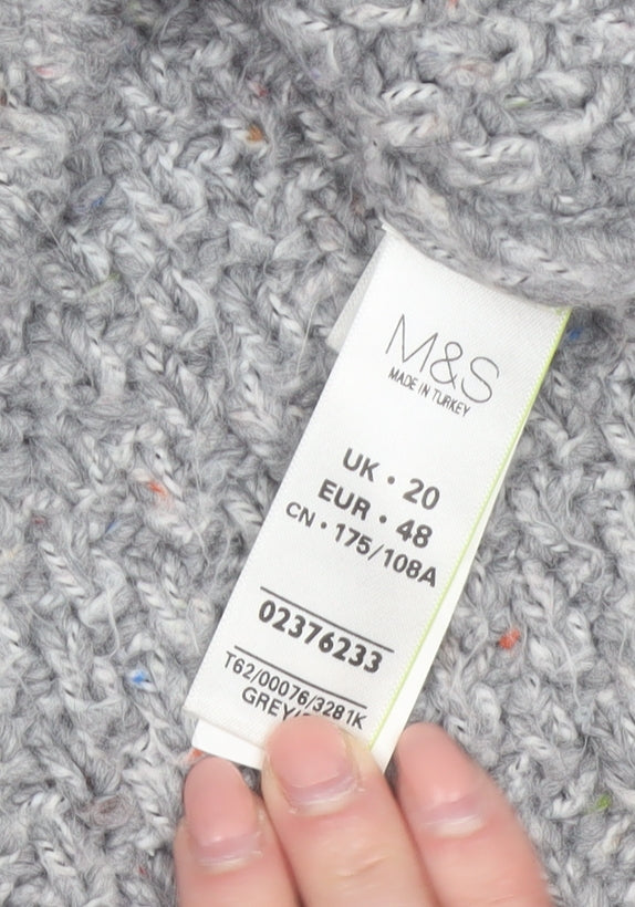 Marks and Spencer Womens Grey Hooded Chunky Knit Cardigan UK 20